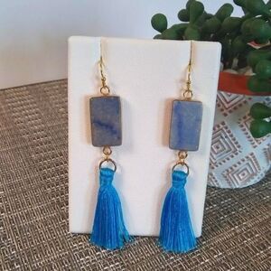 Blue Aventurine Tassel Earrings